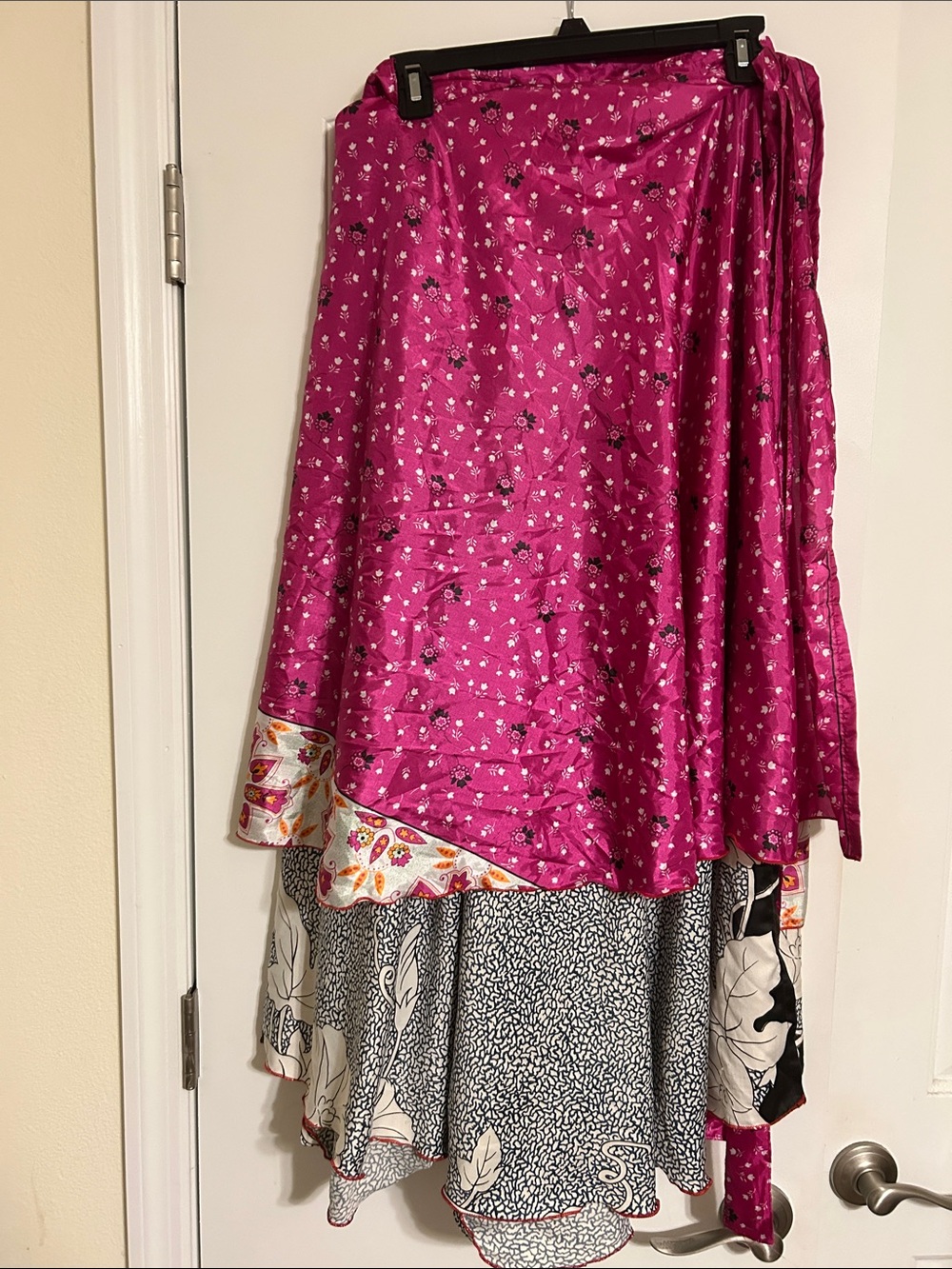Fuchsia Floral High-Low Wrap Skirt by